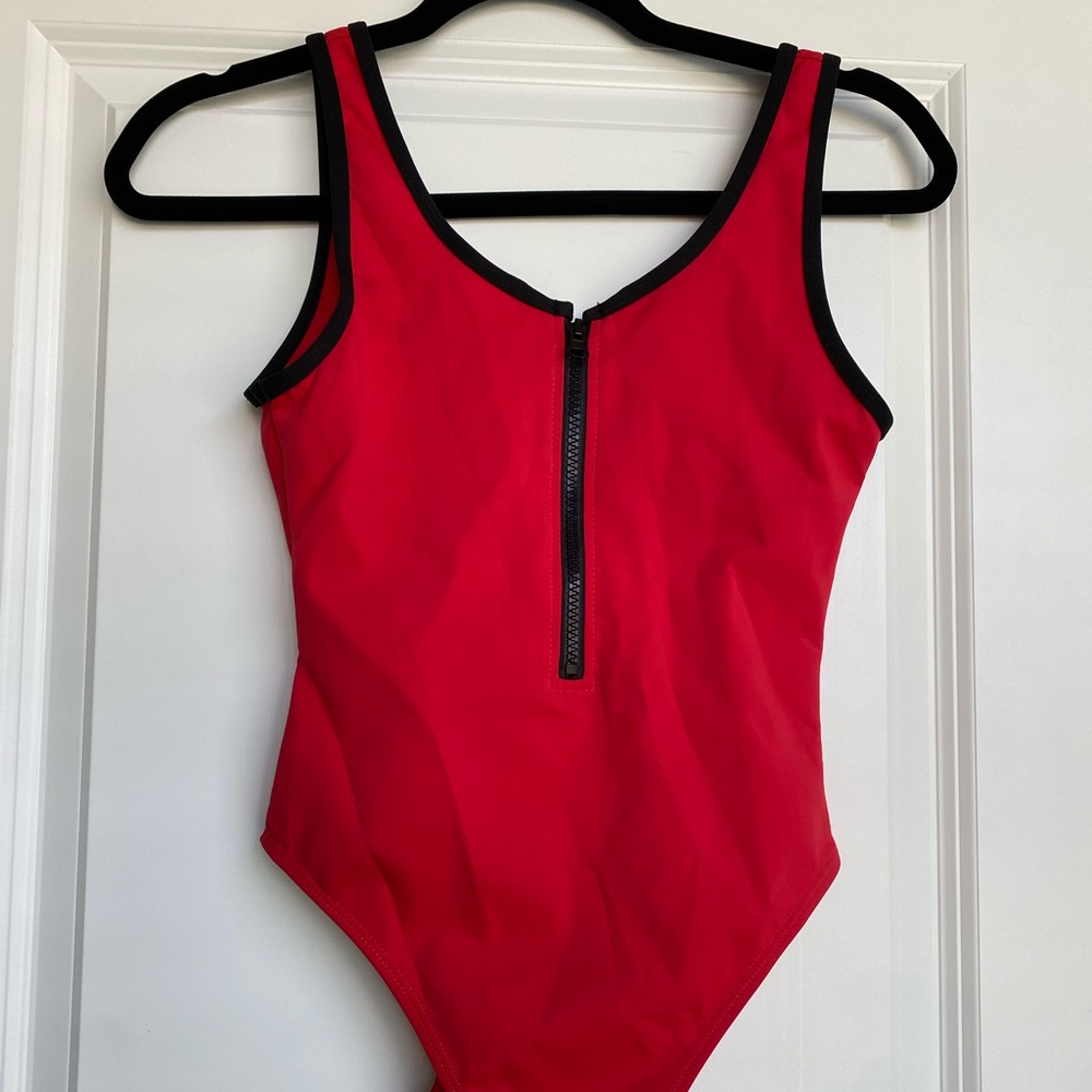 Pretty little thing red zipper one piece swimsuit